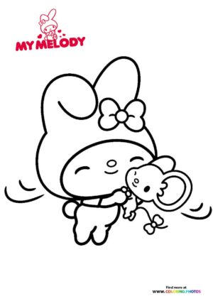 My Melody hugging a mouse