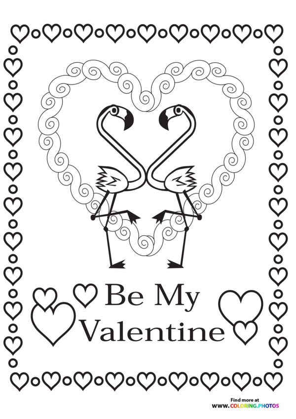Be my Pelican Valentines card coloring page