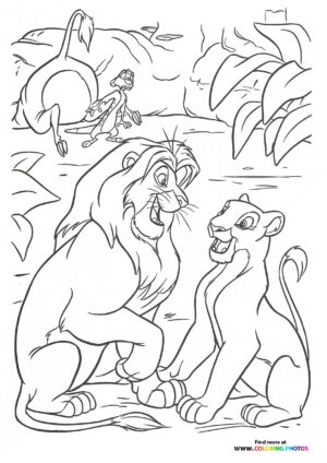 Nala and Simba reuniting coloring page