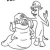 Needleman and Smitty - Monsters at work coloring page