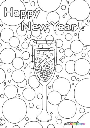 New years champagne coloring page