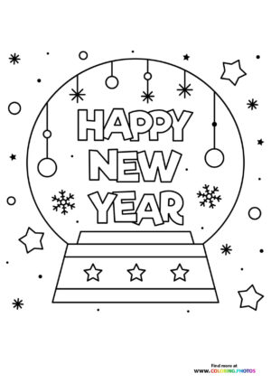 New years Snowglobe coloring page
