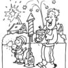 New years family fireworks coloring page