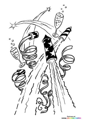 New years eve fireworks coloring page