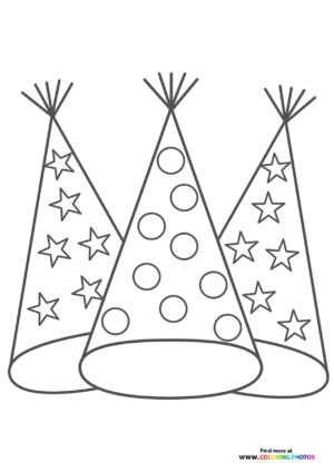 New years eve party hats coloring page