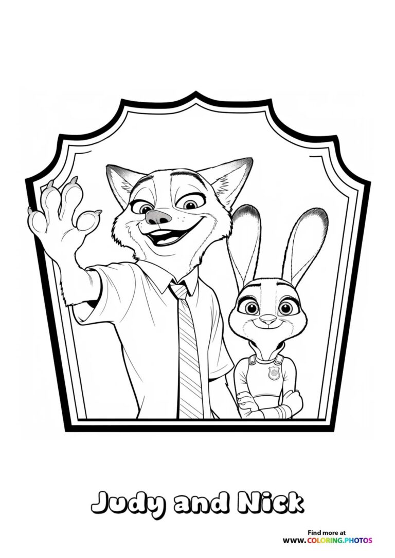 Nick And Judy From Zootopia 2 Poster Coloring Pages For Kids