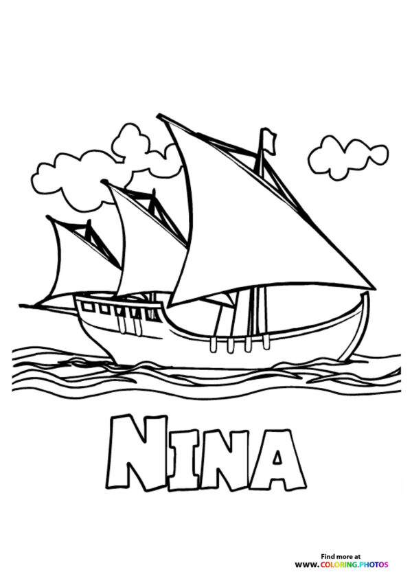 Nina - Columbus day ship coloring page