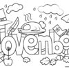 November autumn text sign coloring page