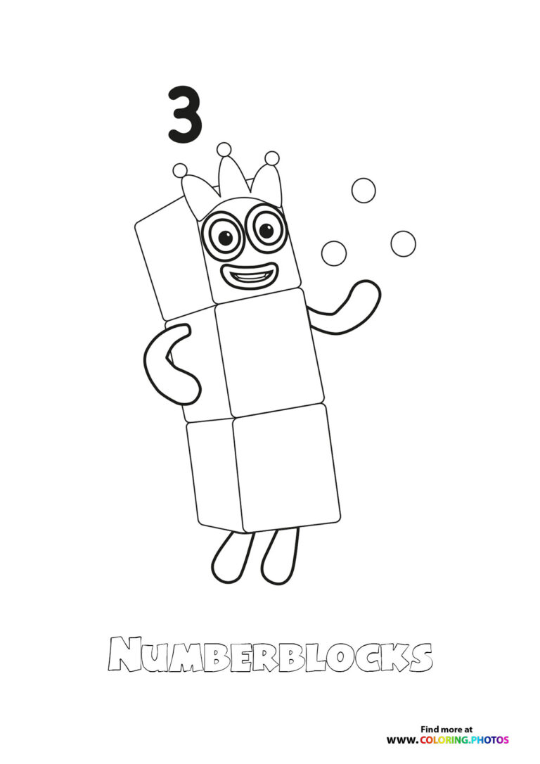 Number 3 Numberblocks - Coloring Pages for kids