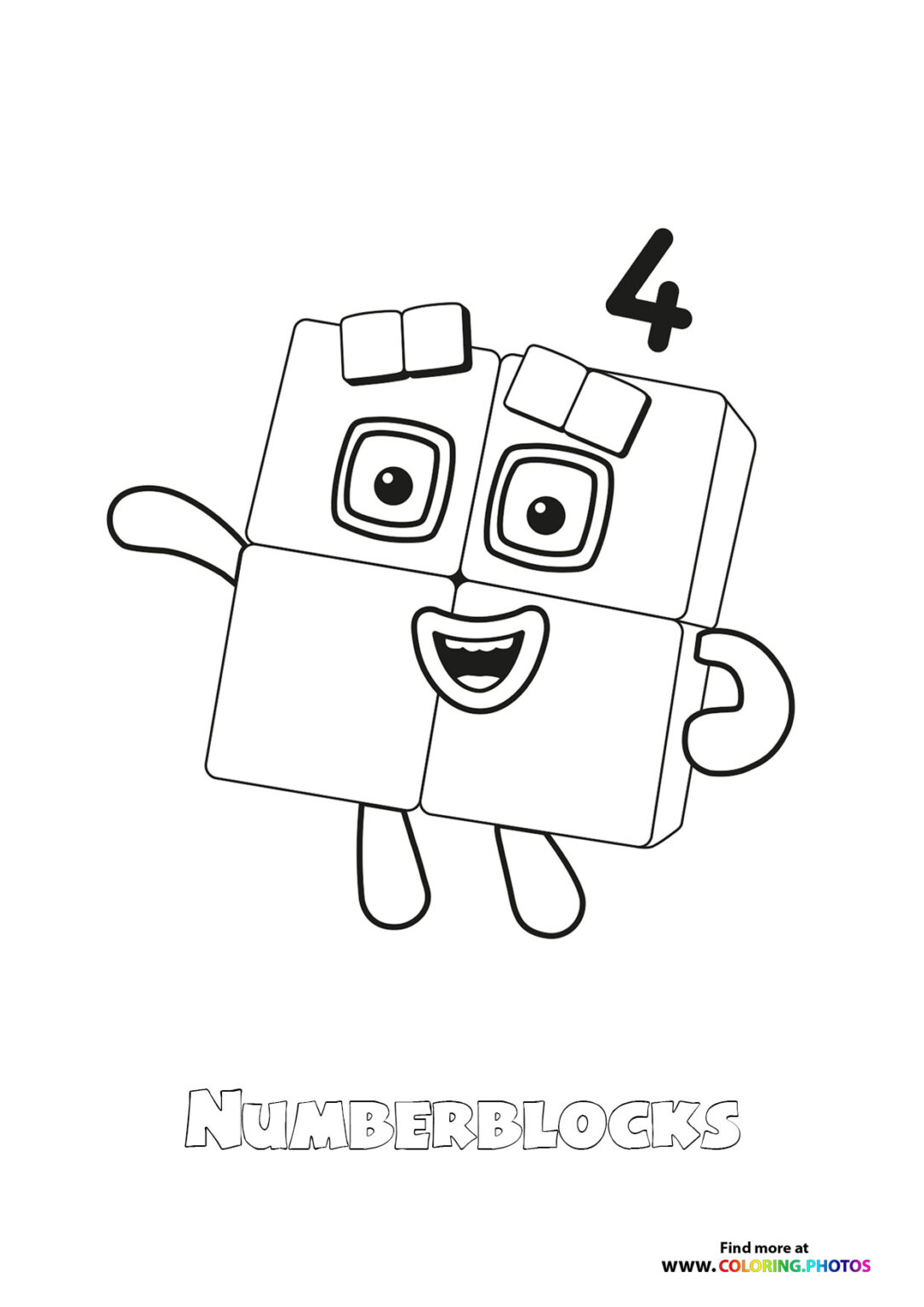 Number 4 Numberblocks - Coloring Pages for kids