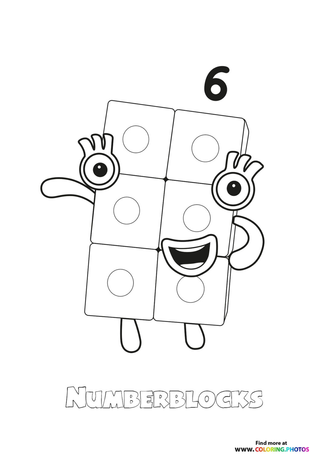 Number 6 Numberblocks - Coloring Pages for kids