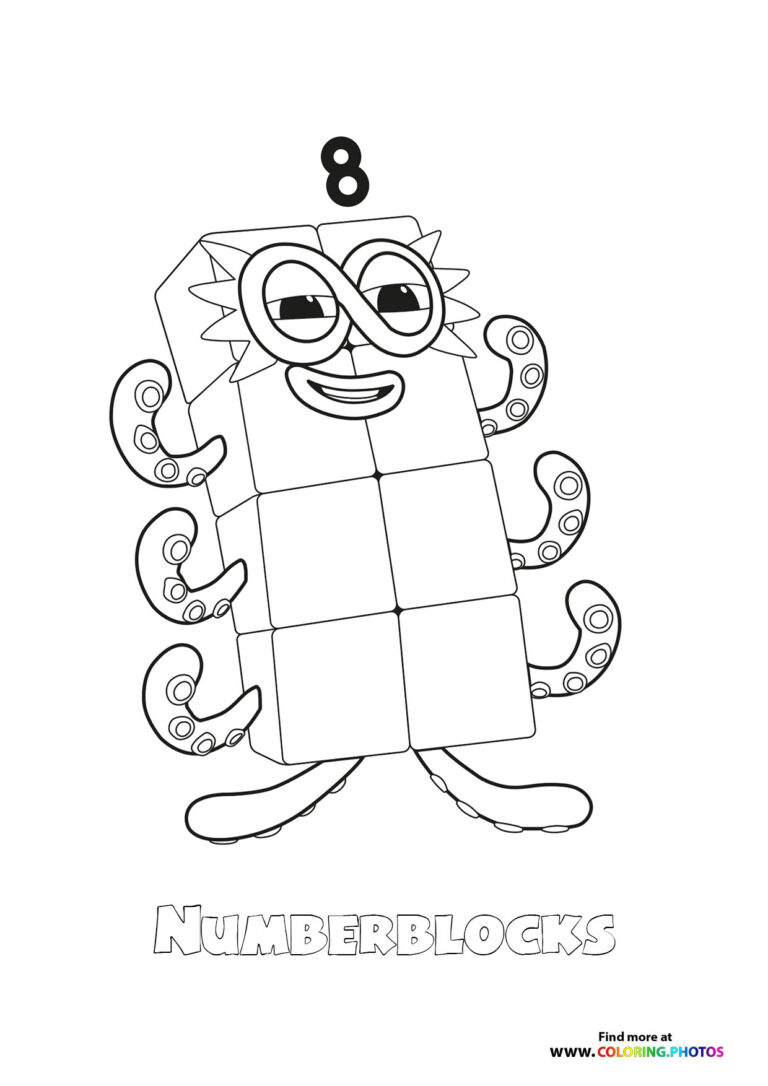 Number 8 Numberblocks - Coloring Pages for kids