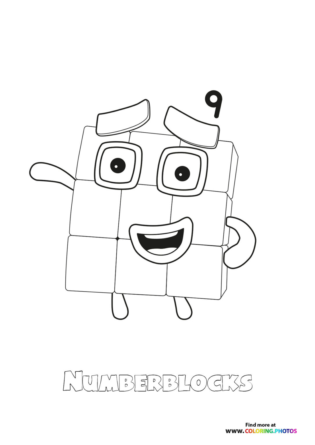 Number 9 Numberblocks - Coloring Pages for kids