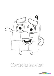 Number 9 Numberblocks - Coloring Pages for kids