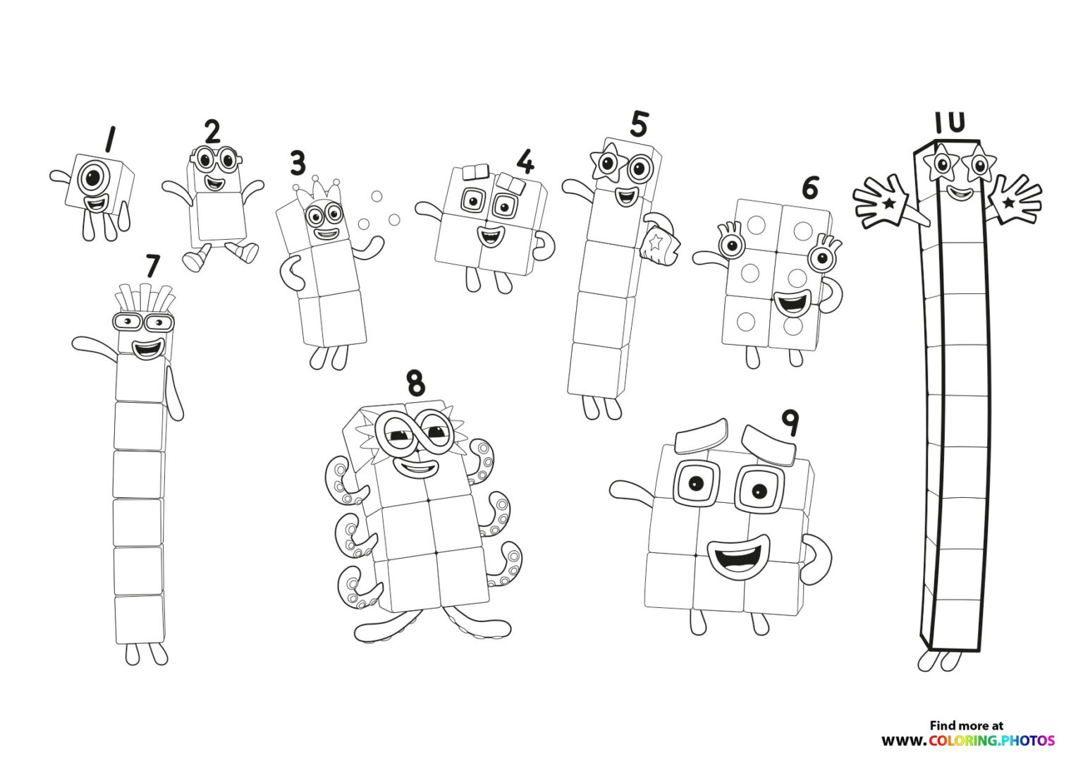 Numberblocks - Coloring Pages for kids | 100% free print or download