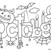 October autumn text sign coloring page
