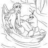 Olaf and Anna in a boat coloring page