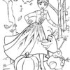 Olaf and Anna with a pumpkin coloring page