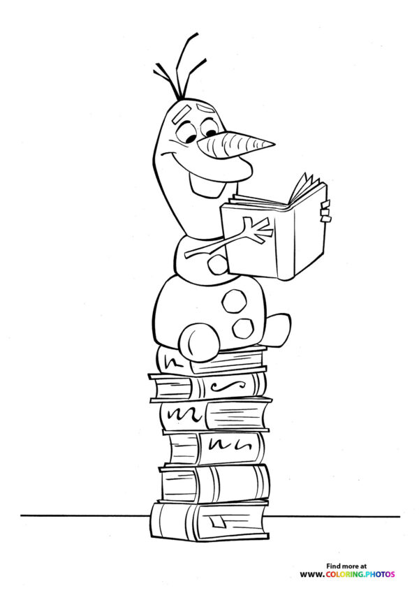 Olaf reading books coloring page