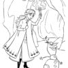 Olaf and Anna in a cave coloring page