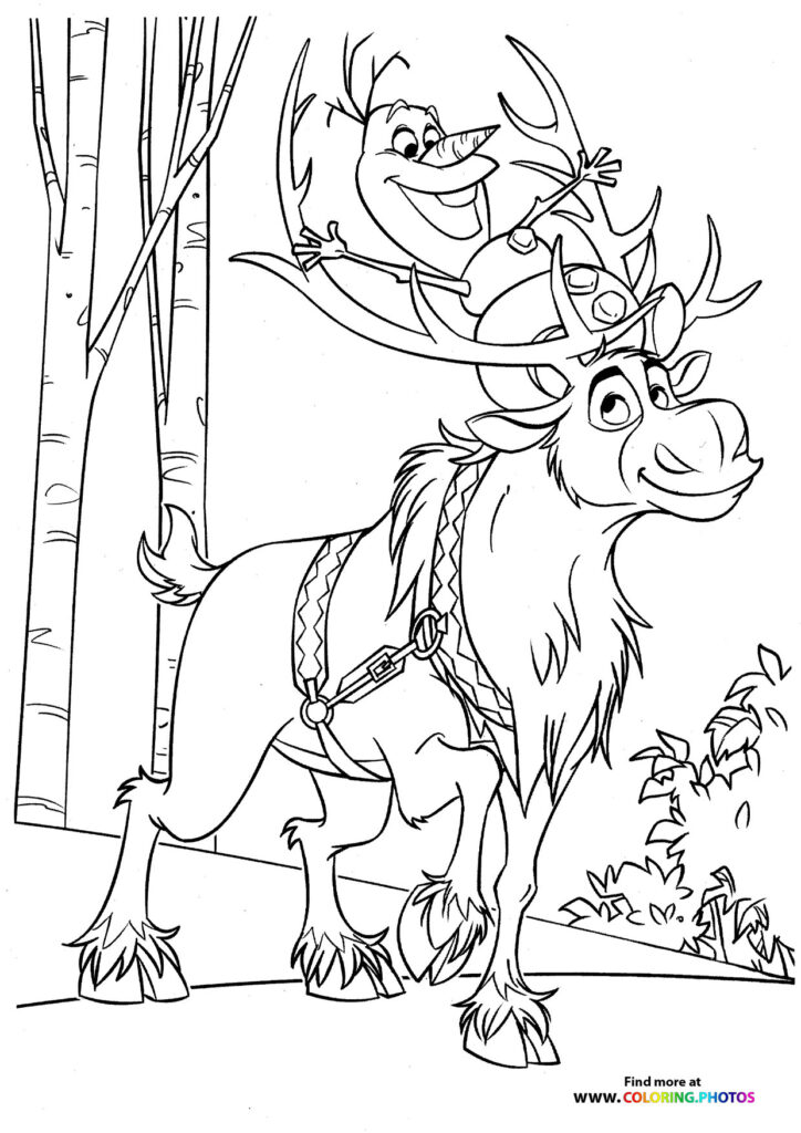 Frozen Olaf and Sven - Coloring Pages for kids | Print or Download