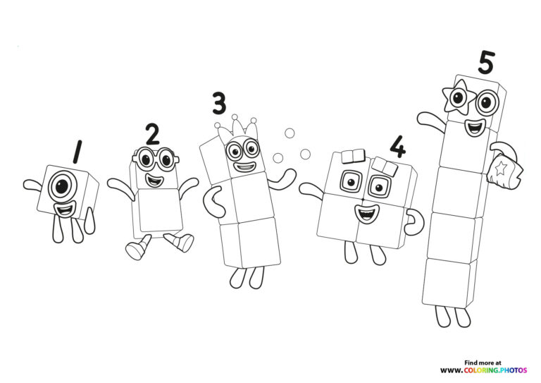 One to five Numberblocks - Coloring Pages for kids