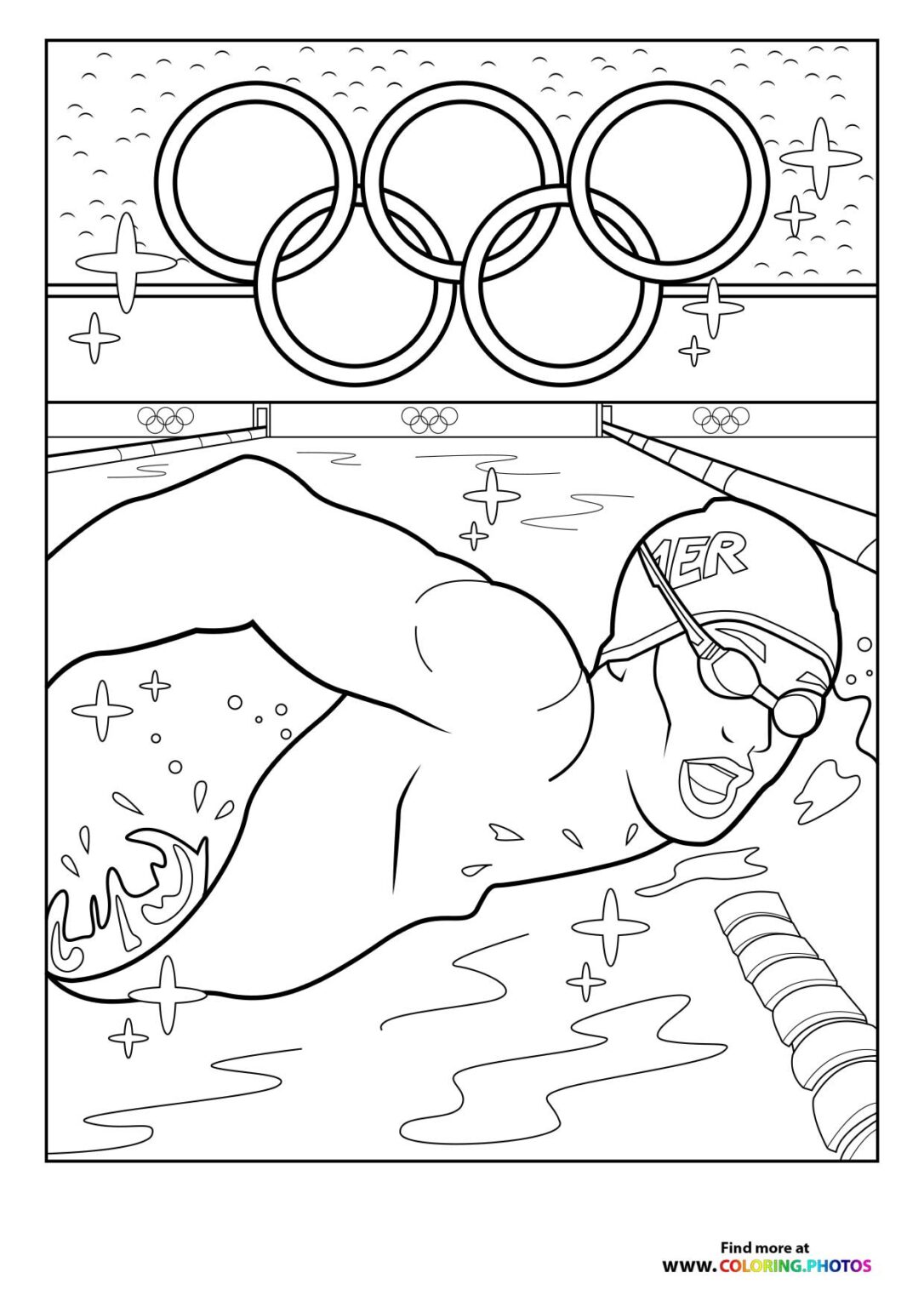 Paris 2024 Olympics swimmer Coloring Pages for kids