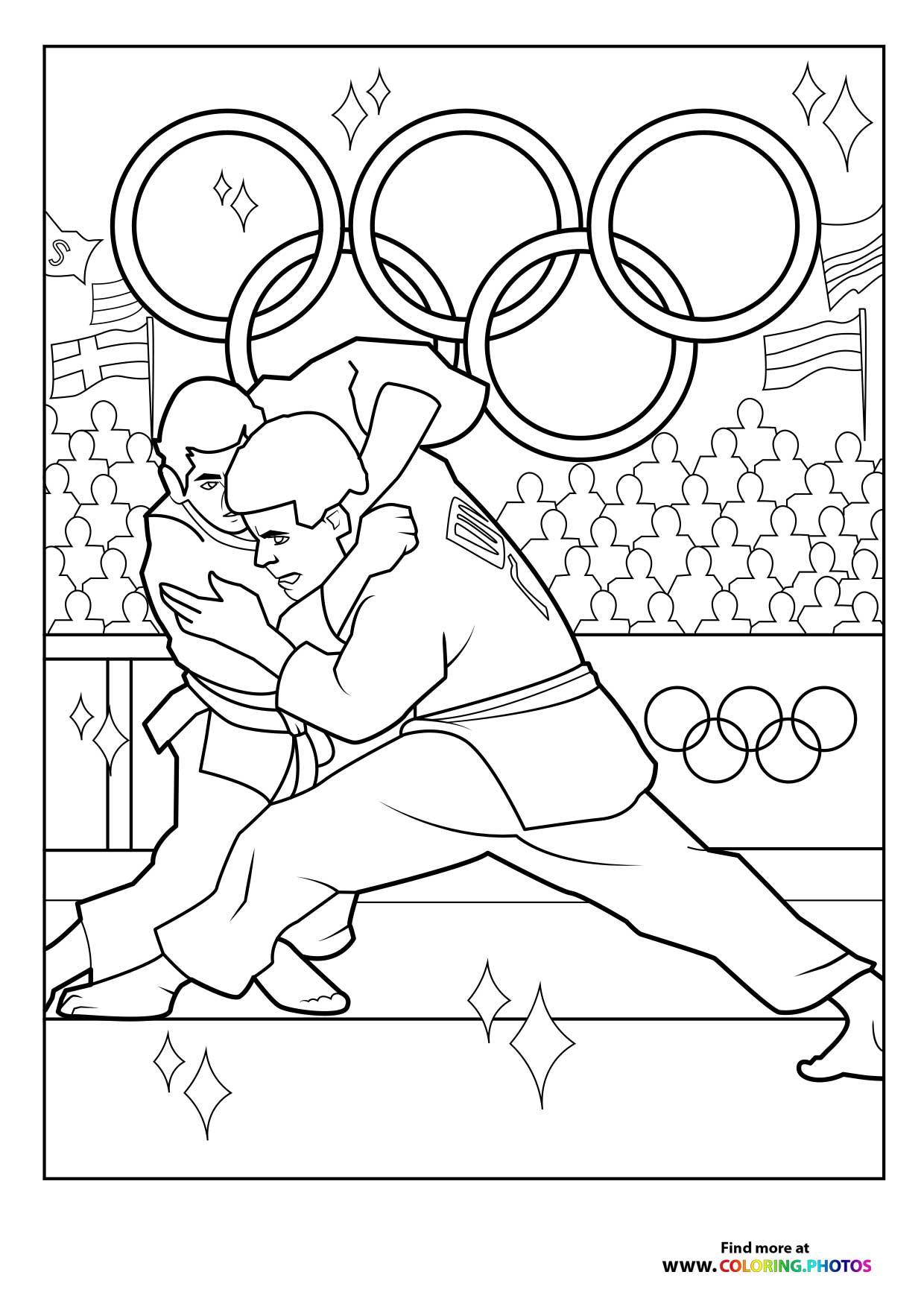 Paris 2024 Olympics wrestling Coloring Pages for kids