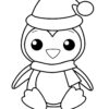 Cute penguin with a hat coloring page