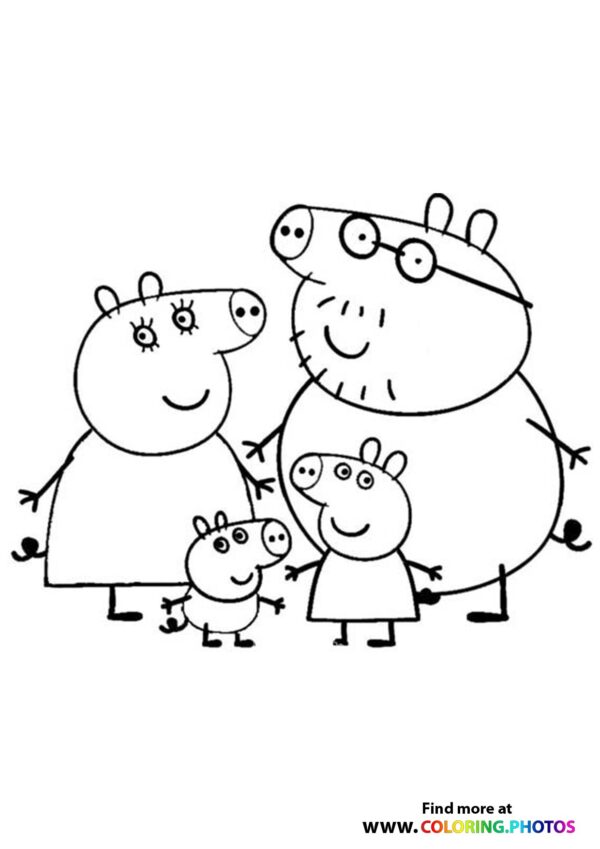 Peppa Pig with family coloring pages