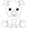 Cute Pig swinging dot the dots worksheet