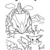Pikachu being chased - Pokemon coloring page