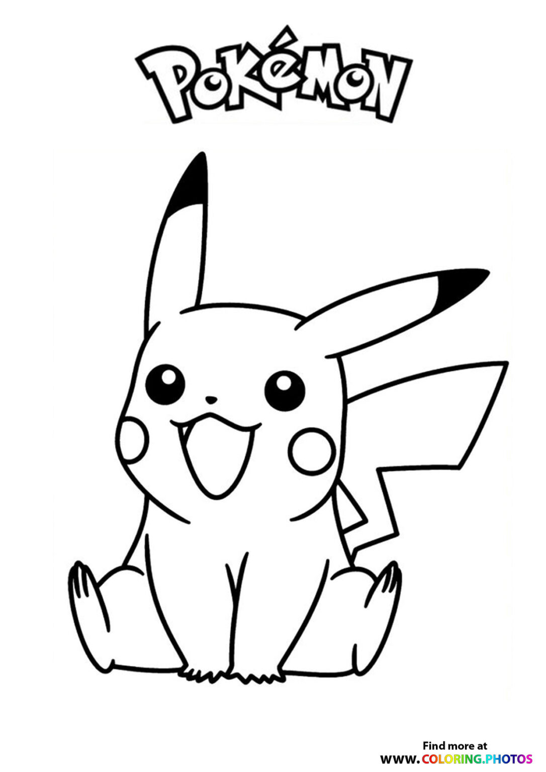 Pikachu looking cute - Pokemon - Coloring Pages for kids