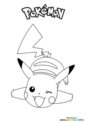 Pikachu being silly - Pokemon coloring page