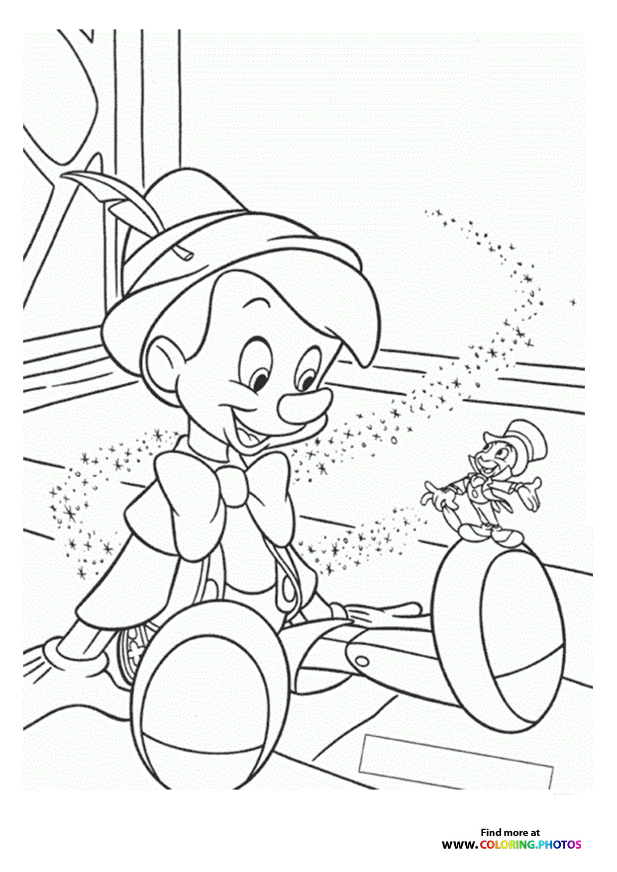 Pinocchio with magic - Coloring Pages for kids