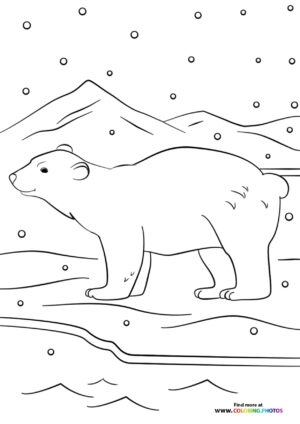 Winter polar bear coloring page