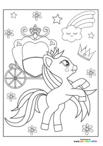 Pony with crown - Coloring Pages for kids