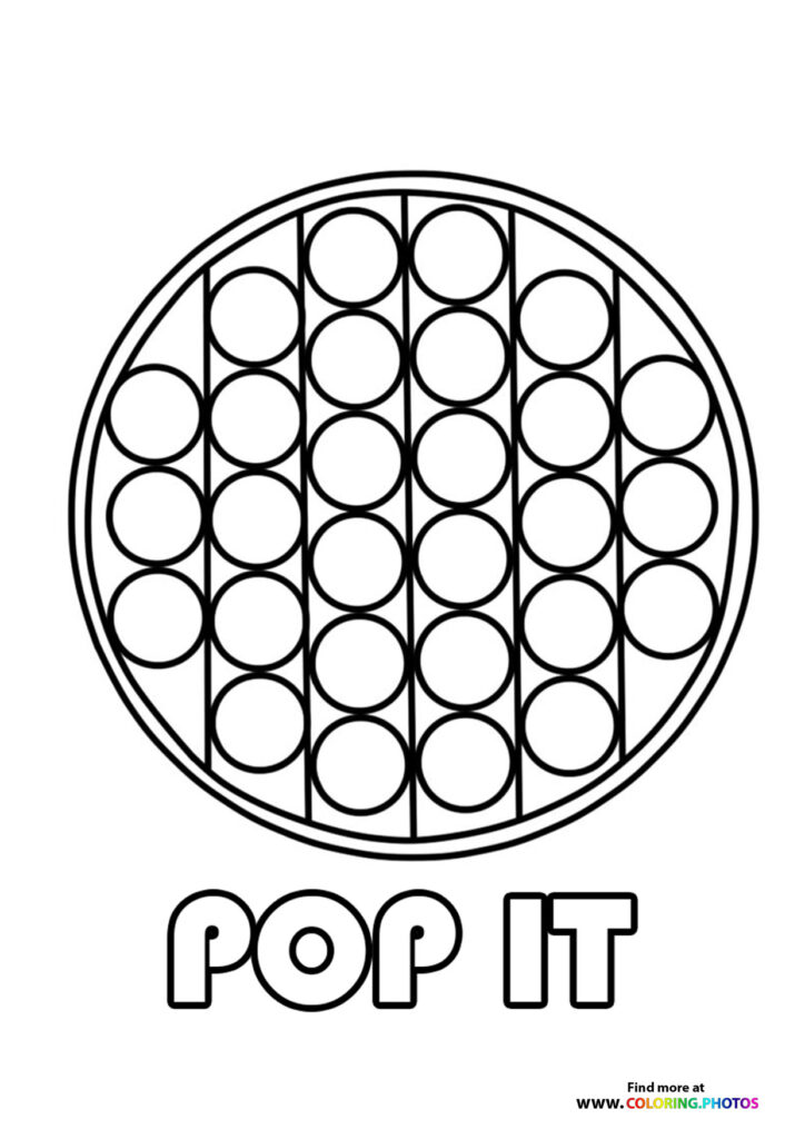 Oval pop it fidget toy with multiple bubble rows and thick border coloring page
