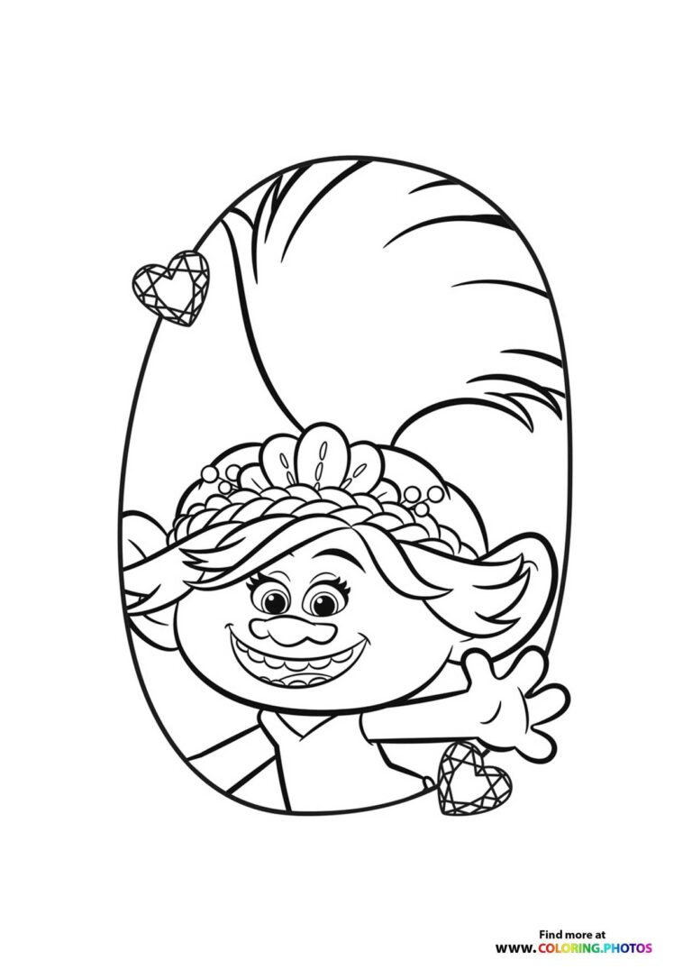 Poppy Waving Trolls Band Together - Coloring Pages For Kids