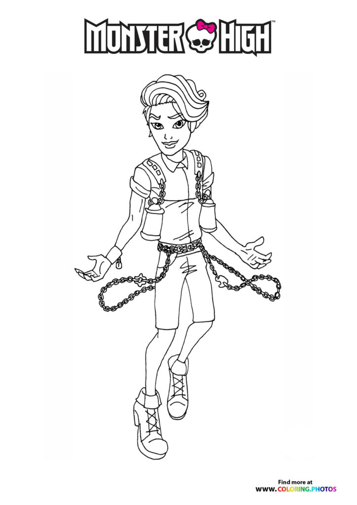 Frankie Stein posing with chains and white outfit from Monster High coloring page