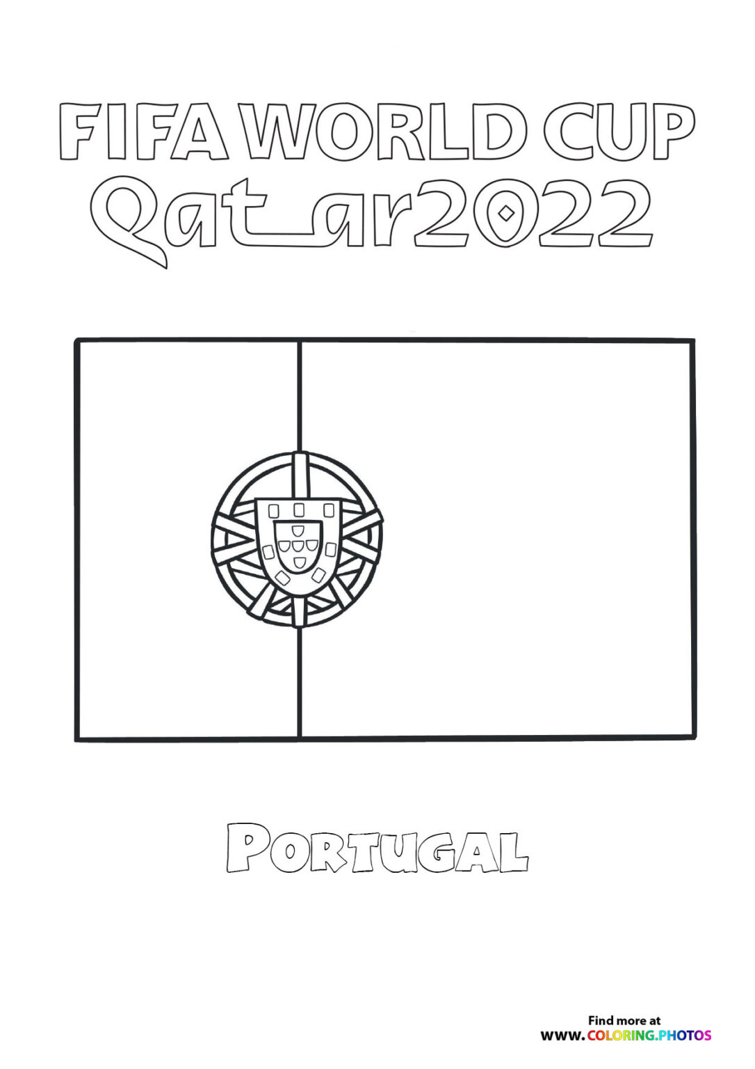 Portugal World Cup flag - Coloring Pages for kids