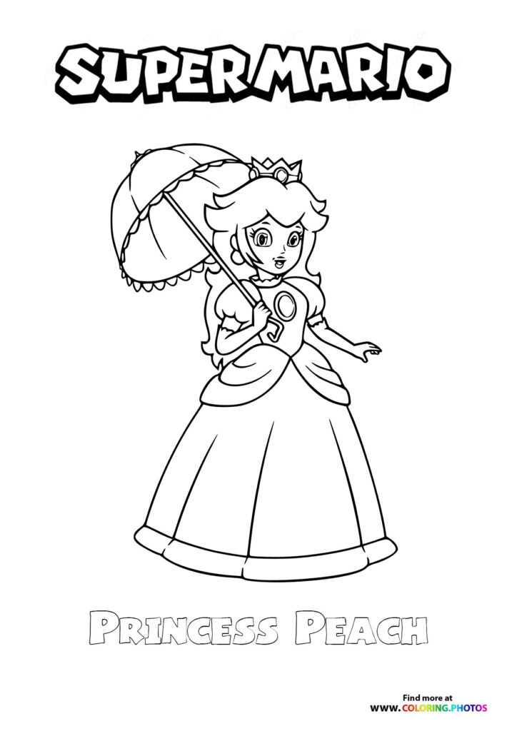 Princess Peach from Super Mario Coloring Pages for kids