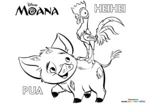 Pua and HeiHei coloring page
