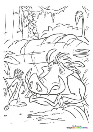 Timon helping Pumba Lion King coloring page