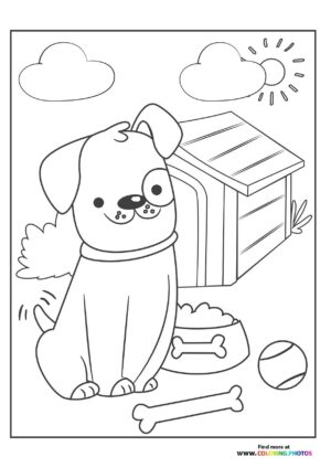 Puppay in front of his house