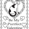 Be My Purrfect Valentines card coloring page