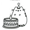 Pusheen birthday cake coloring page