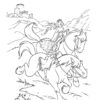 Queen and Merida riding horses coloring page
