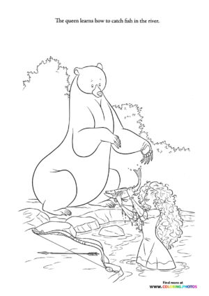 Queen catching fish coloring page