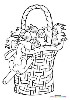 Easter basket with eggs coloring page